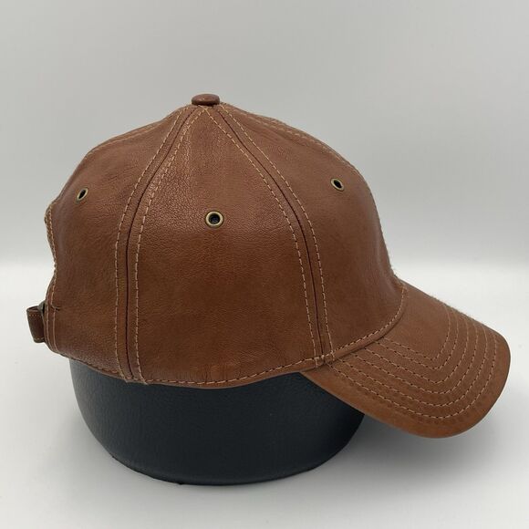 The Territory Ahead All Leather Brown Strapback Baseball Cap Hat Adjustable OSFM - Picture 5 of 15